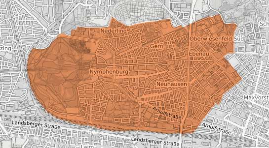 Mietspiegelkarte München Neuhausen Nymphenburg